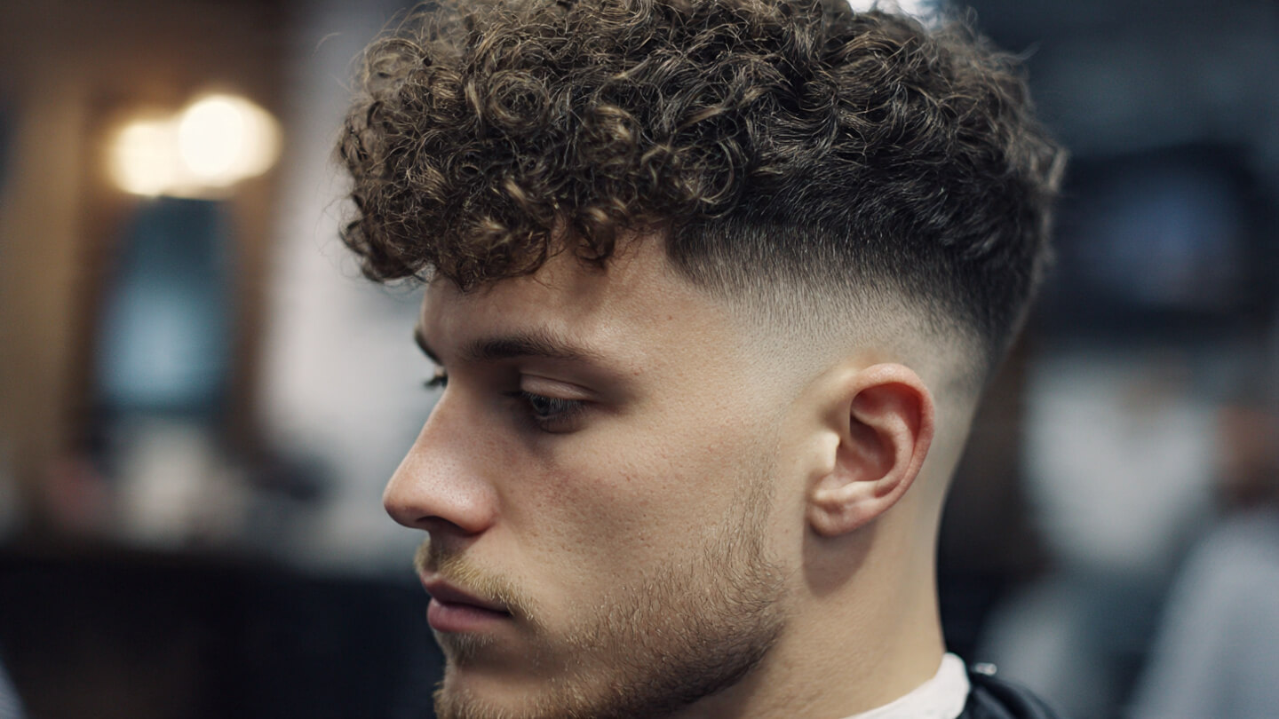 High fade with curls
