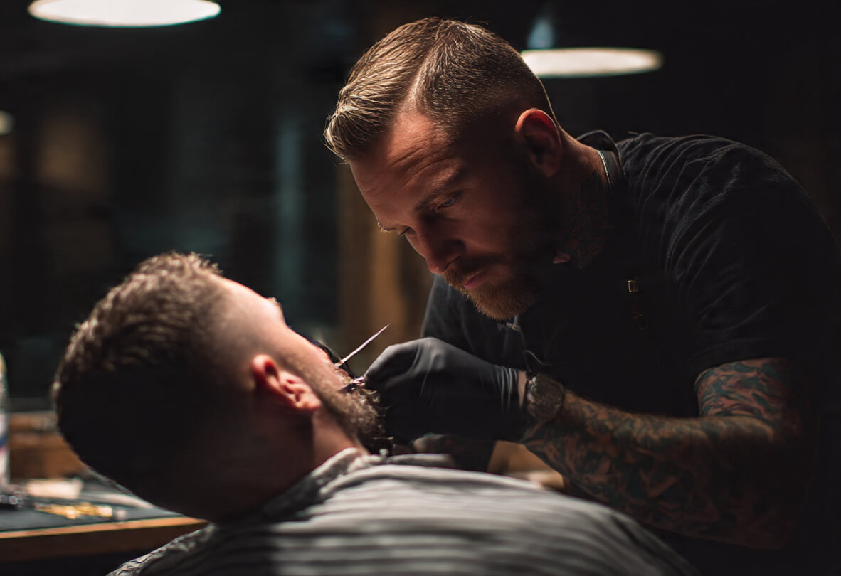 Professional barber at work