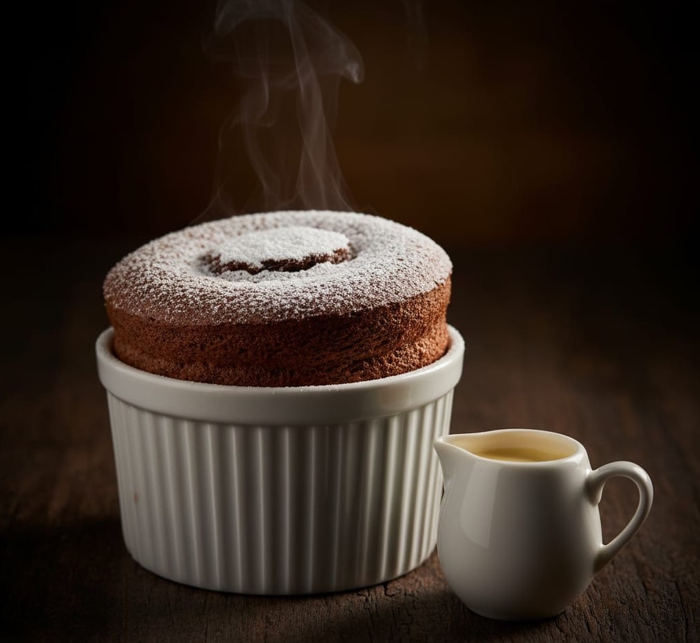 Soufflé au Chocolat - glaze sheen, delicate texture