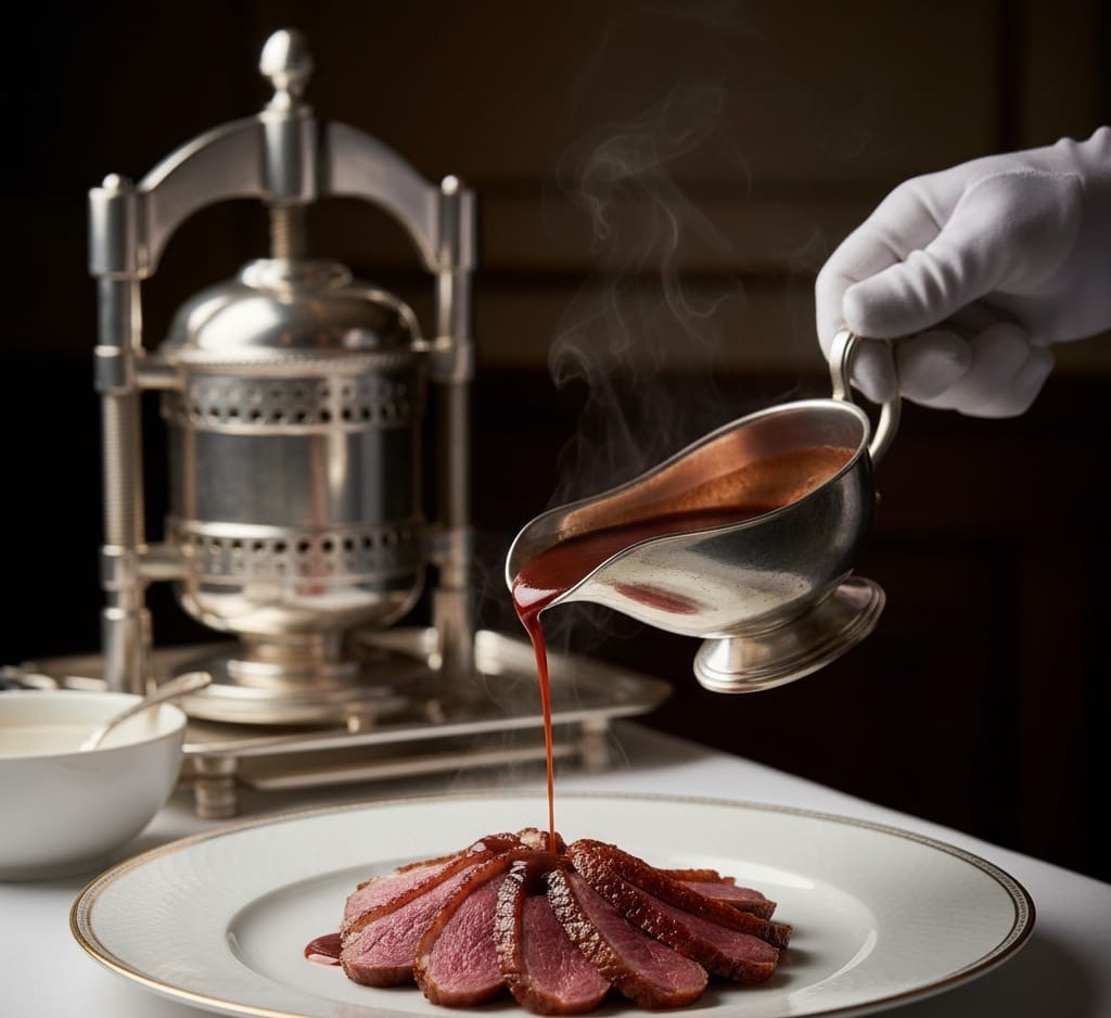 Canard à la Presse - steam curls, pressed duck