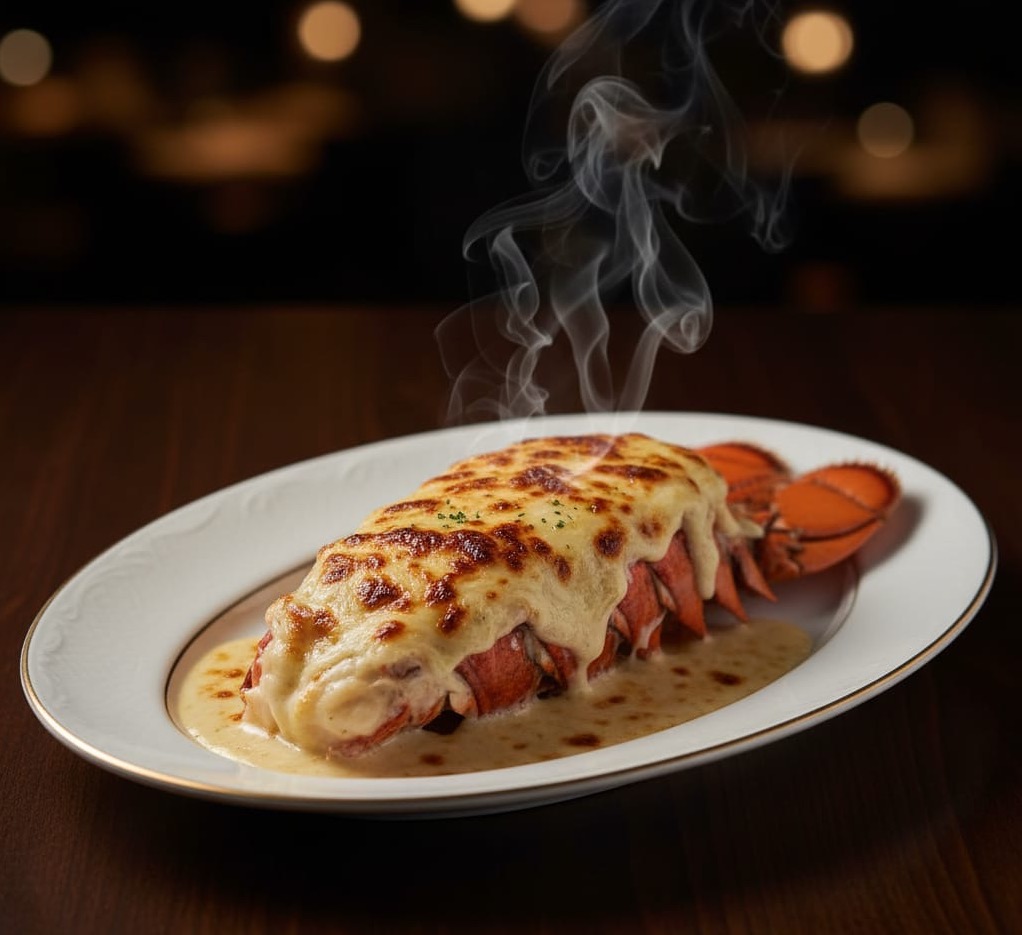 Lobster Thermidor - shellfish reduction, cream glaze